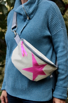 Segeltuch Bauchtasche mit pinken Stern